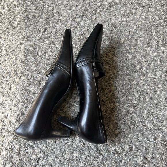 VTG Paul Green Leather Low Kitten Heel Pumps Black Y2K 90s Pointed Toe US 6 - Picture 7 of 12